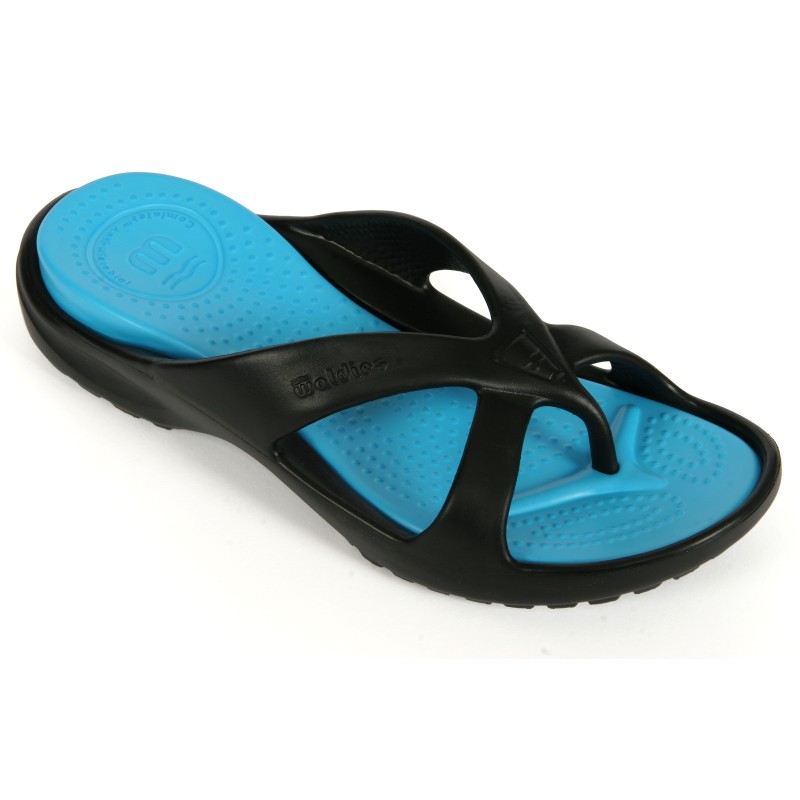 WALDIES® Amelia black / turquoise – Zehensteg-Sandale | Vento-Star